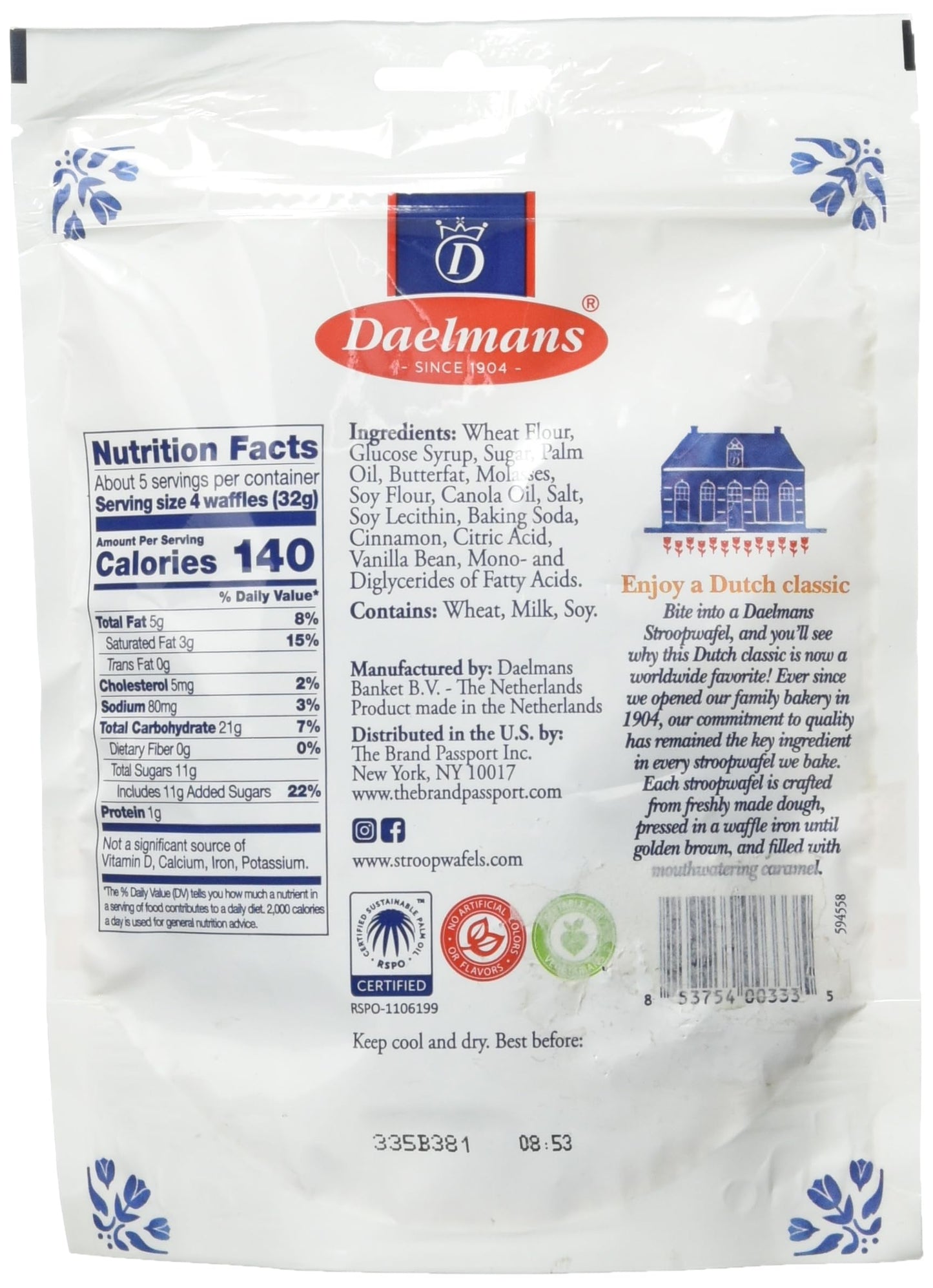 DAELMANS Stroopwafels, Dutch Waffles Soft Toasted, Caramel, Office Snack, Mini Size, Kosher Dairy, Authentic Made In Holland, 1