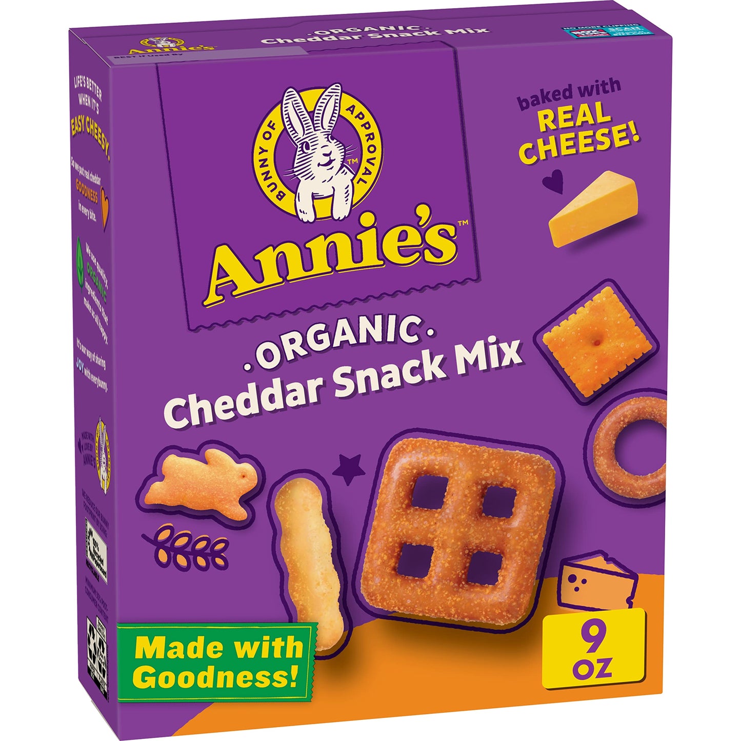 Annies Cheddar Snack Mix With Assorted Crackers and Pretzels, Made with Real Cheese, 9 oz