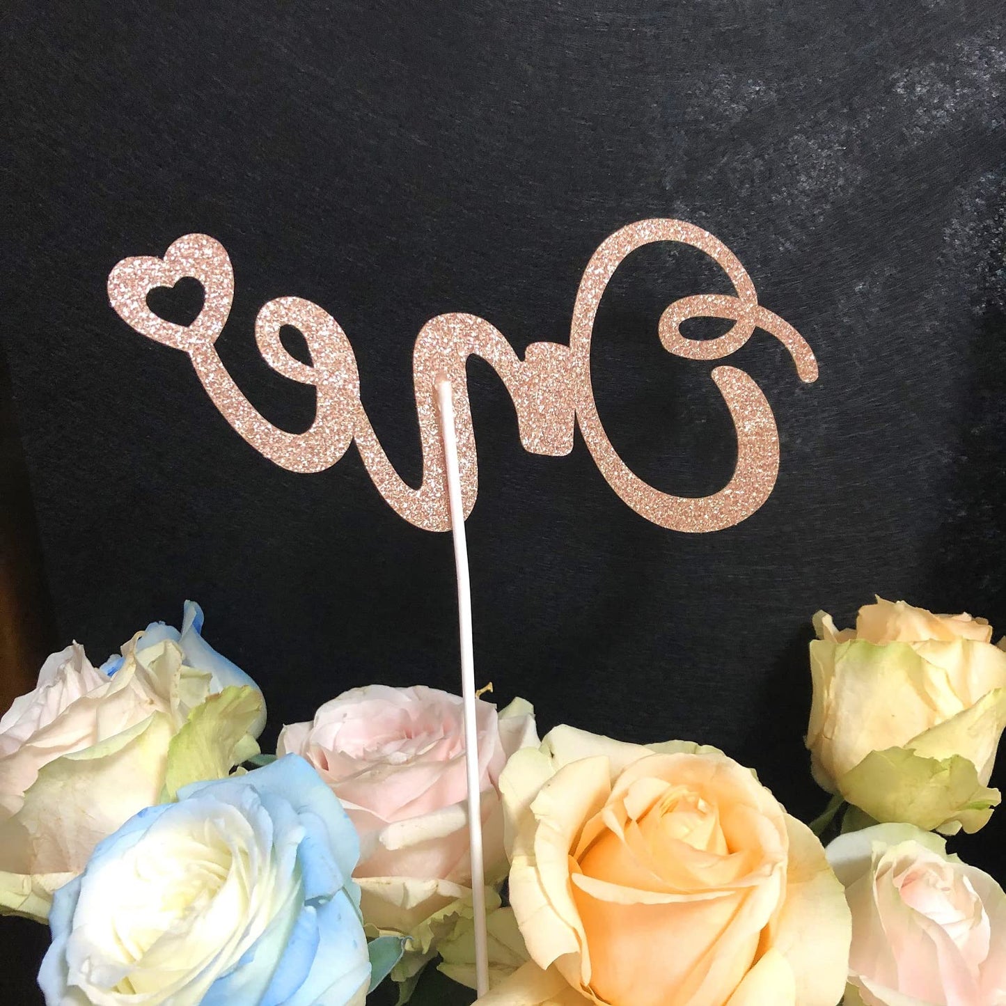 Alissar Glitter Double Sided Rose Gold One Cake Topper For 1St Birthday, Cake Topper For 1St Birthday Boy And Gilr, First Annive