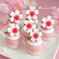 Rssta i 100 Pack Edible Cherry Blossom Cake Decorations, Wafer Paper Cupcake Toppers, Design 11
