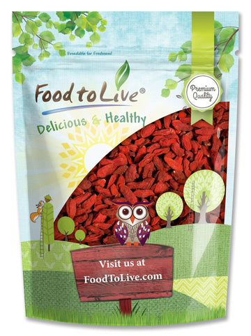 Food to Live Goji Berries, 12 Ounces Sun-Dried, Large and Juicy, Unsweetened, Vegan, Bulk. High in Iron, Vitamins A, and C. Frui