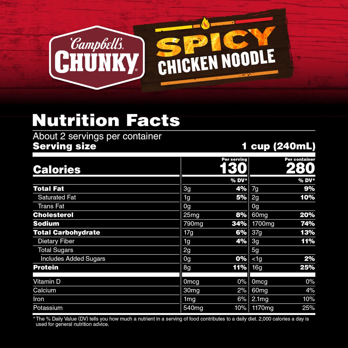 Campbells Chunky Soup, Spicy Chicken Noodle Soup, 18.6 oz Can