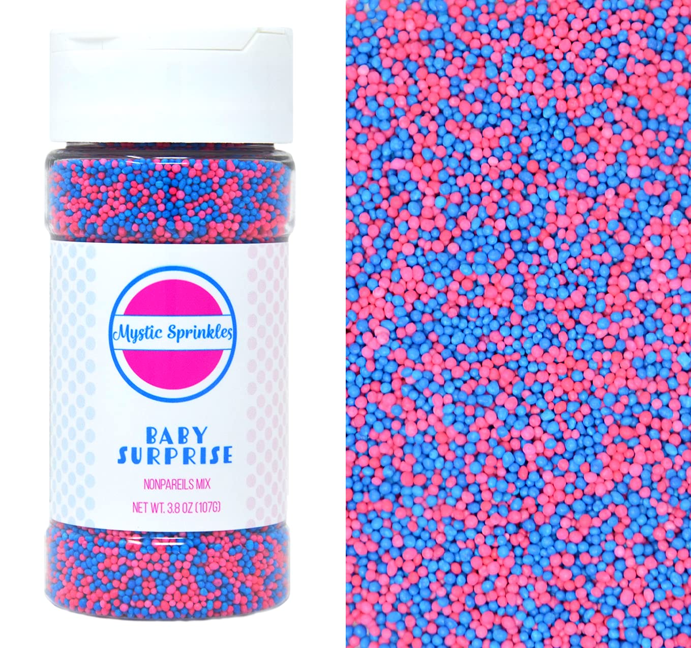 Mystic Sprinkles Baby Shower Sprinkle Mixes (Baby Surprise Nonpareils Mix 3.8oz)