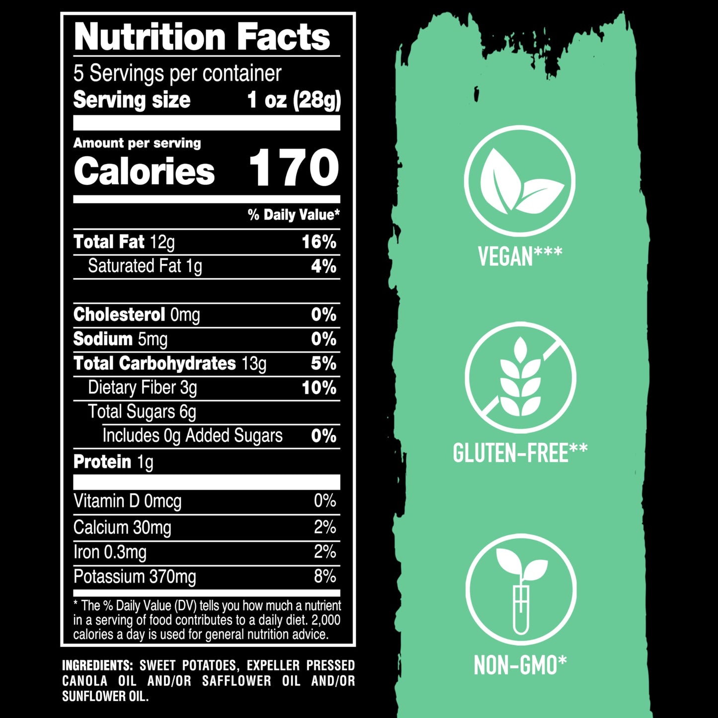 Terra Vegetable Chips, Sweet Potato Chips, No Salt Added, 5 Oz (Pack of 12)