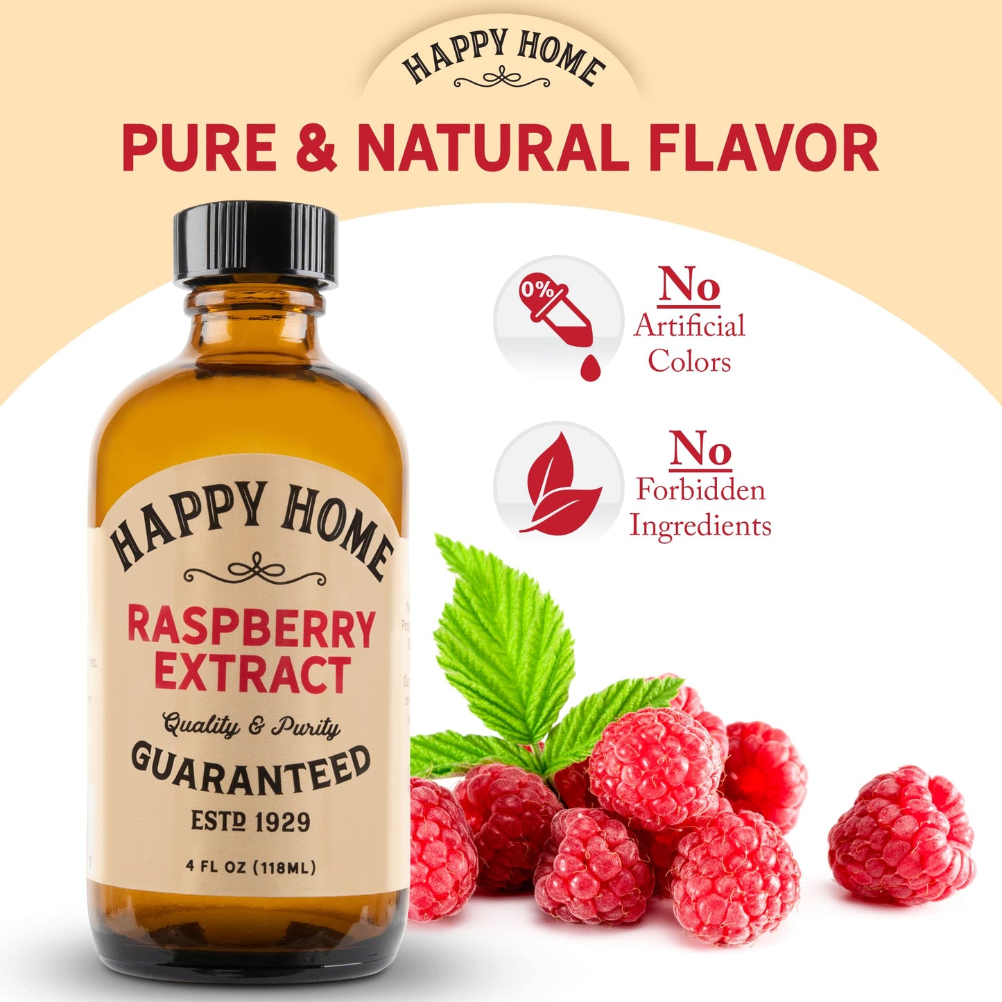 Happy Home Natural Raspberry Flavor - Certified Kosher, 4 oz.