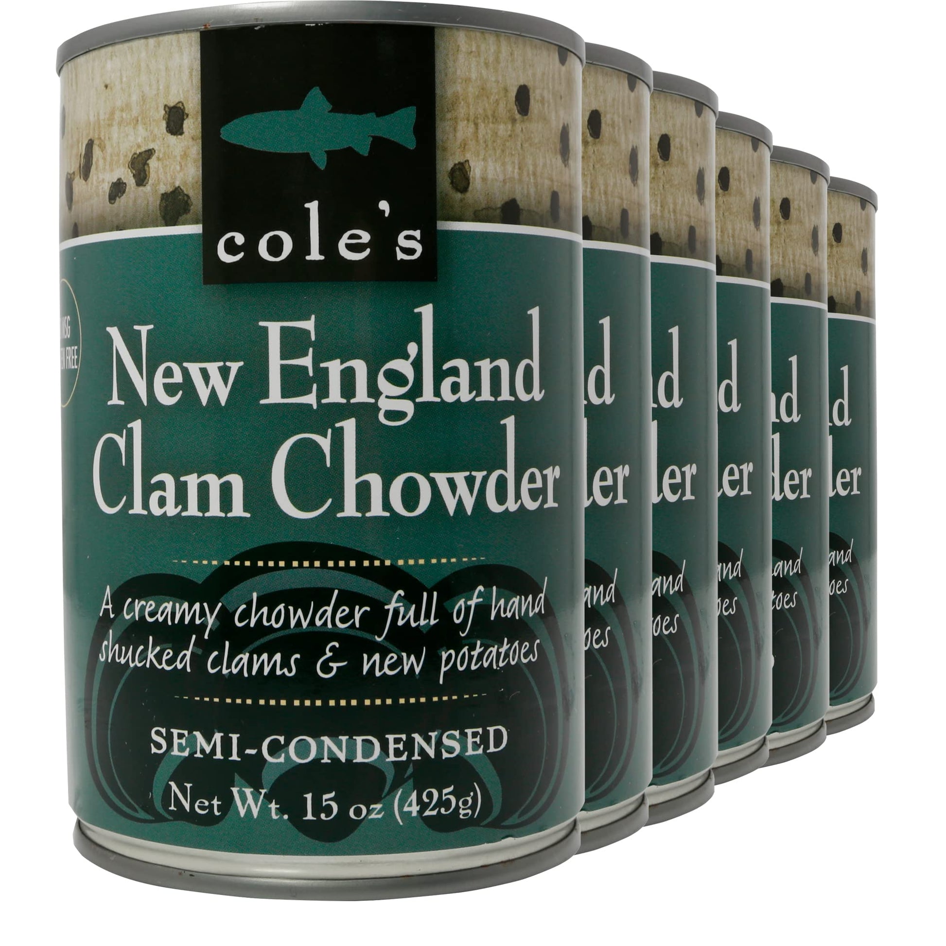 COLES FRESH NEW ENGLAND CLAM CHOWDER - Gluten Free, Fresh Soup, Chowder with New Potatoes and Clams, Six Pack- 15 oz Per Contain