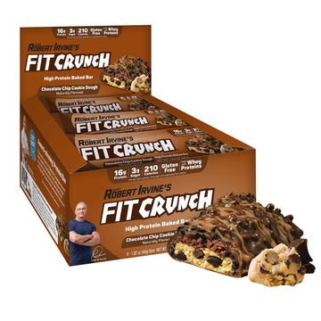 FITCRUNCH Snack Size Protein Bars, 6-Layer Baked Bar, 3g of Sugar, Gluten Free & Soft Cake Core (9 Bars, Chocolate Chip Cookie D
