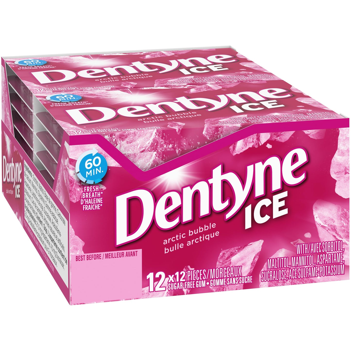 Dentyne Ice Arctic Bubble Gum - 12 Count (Pack of 12) - Pink