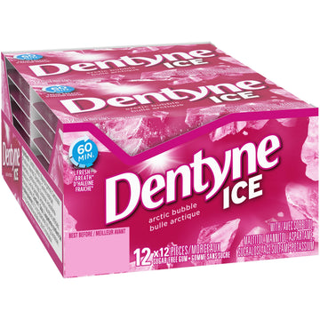 Dentyne Ice Arctic Bubble Gum - 12 Count (Pack of 12) - Pink