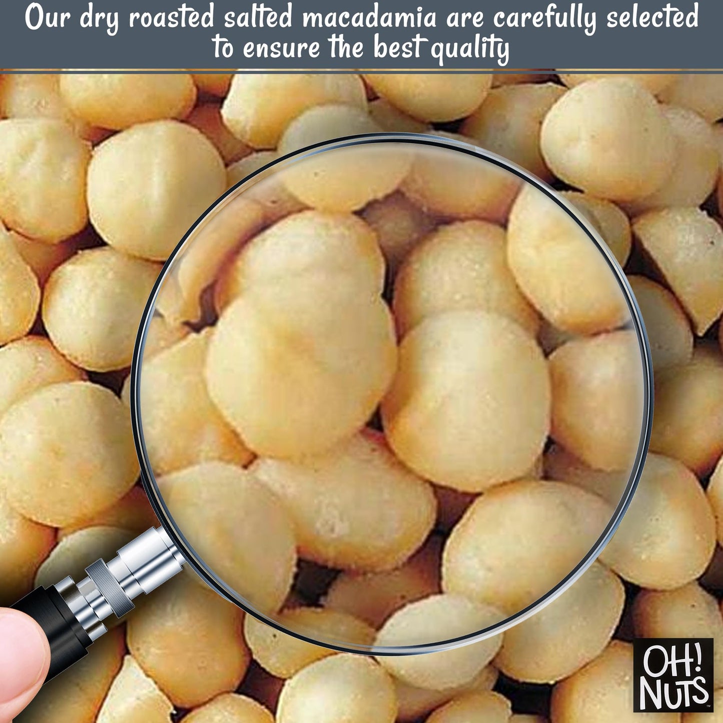 Oh! Nuts Dry Roasted Unsalted Macadamia Nuts, 1 lb - Oven Roasted, No Oil, Freshness-Sealed in New York Zip Bag