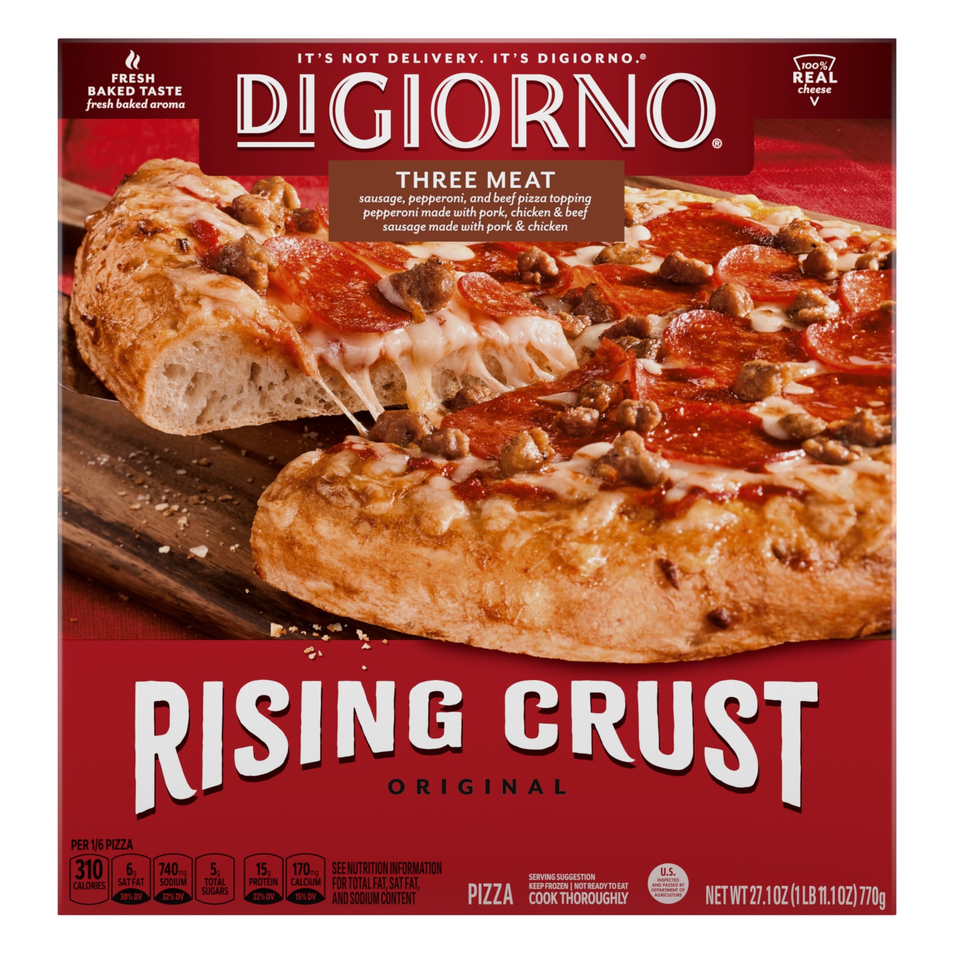 Digiorno Frozen Pizza, Rising Crust Three Meat Pizza, 27.1Oz (Frozen) 27.1 oz