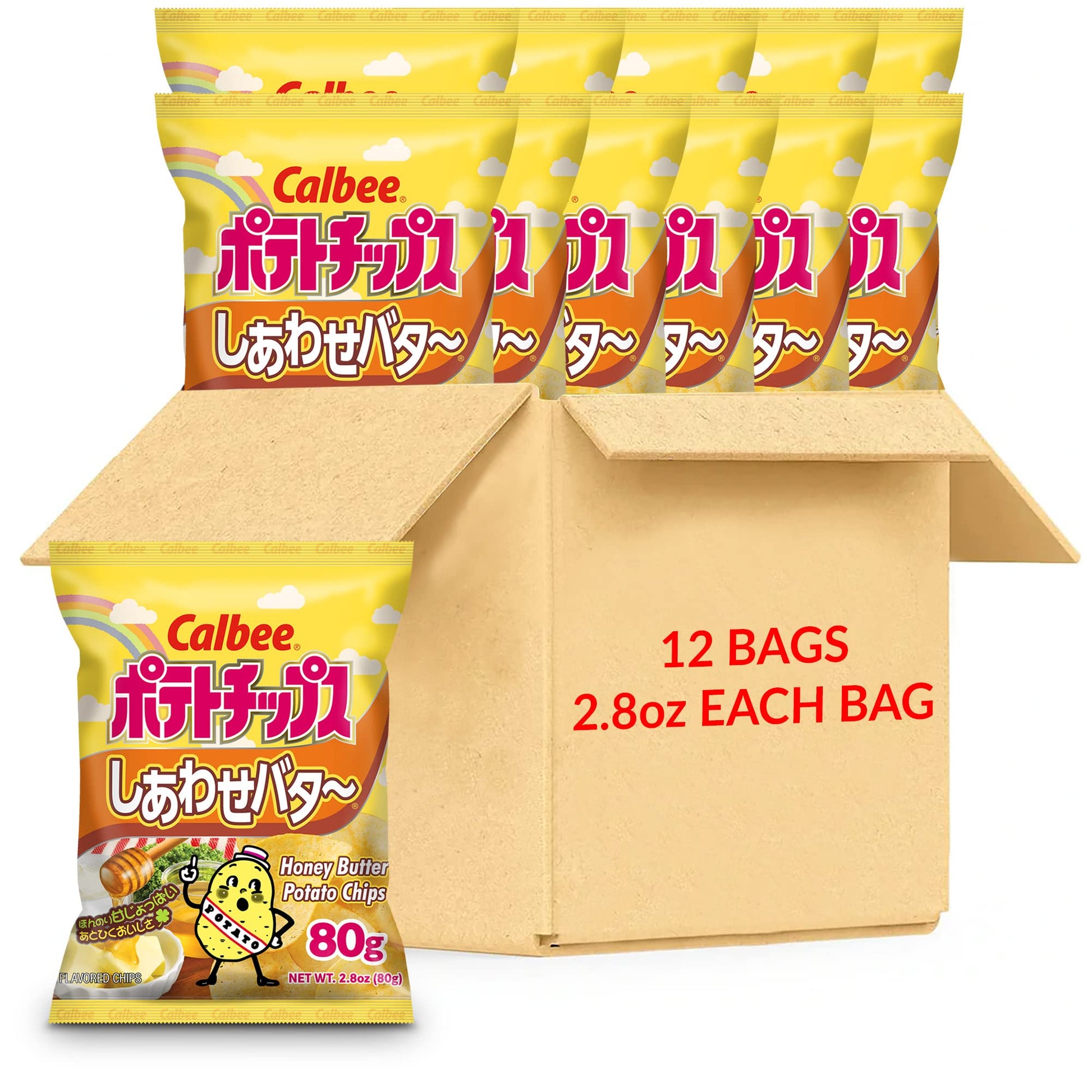 Calbee Potato Chips (Honey Butter, 2.8 oz) | Taste The Tradition of Japanese Snacks | Enjoy These Irresistible & Deliciously Cru