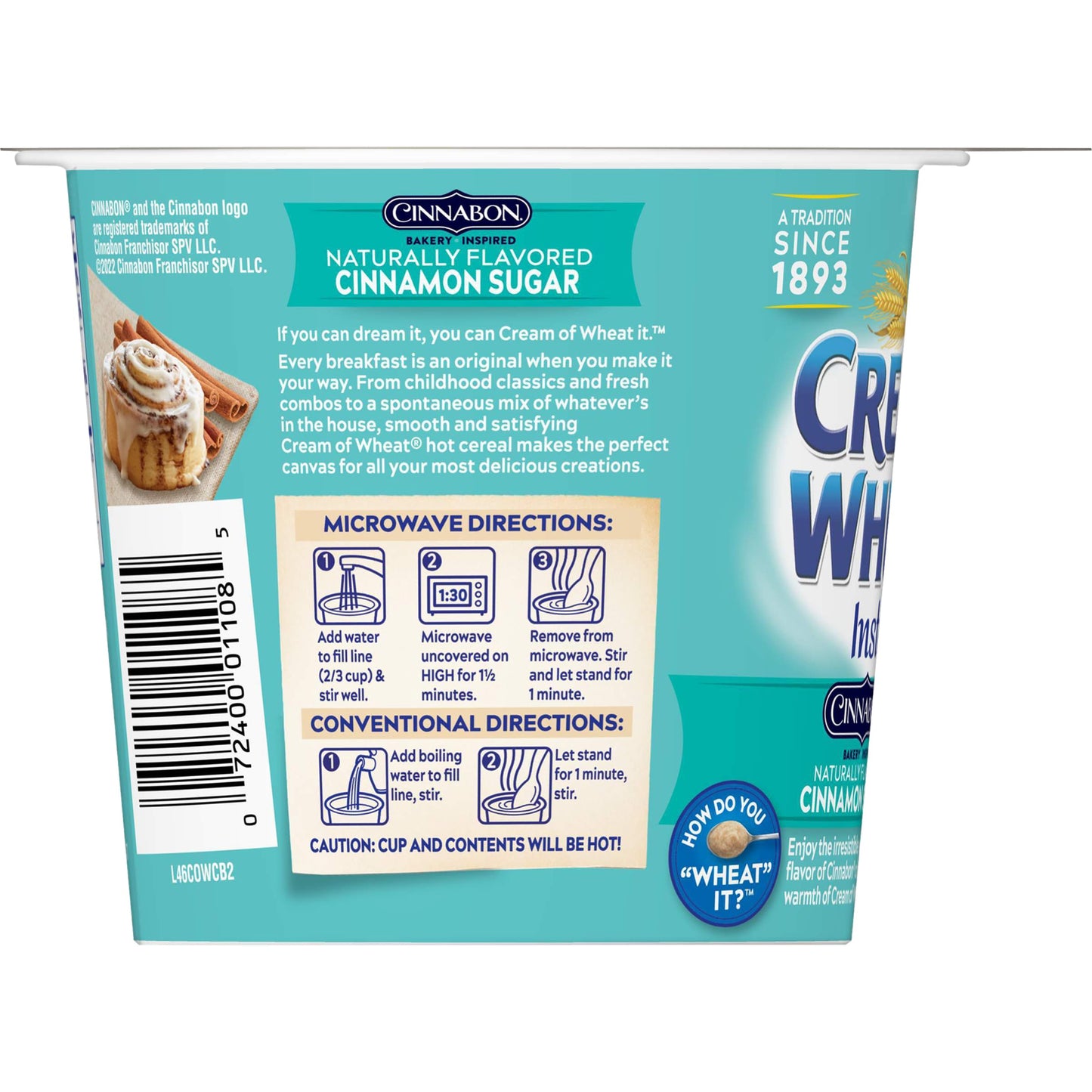 Cream Of Wheat, Hot Cereal To Go, Cinnabon, 2.29 Ounce (Pack Of 6)