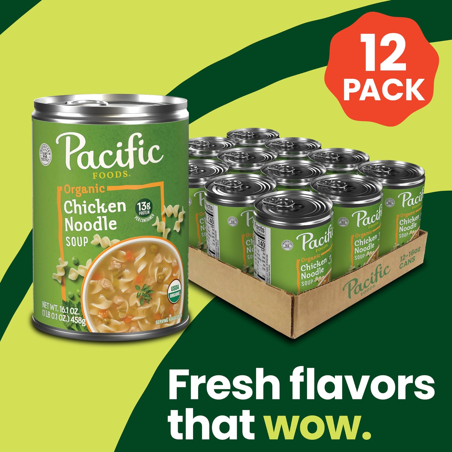Pacific Foods Organic Chicken Noodle Soup, 16.1 Oz Can (Pack Of 12)