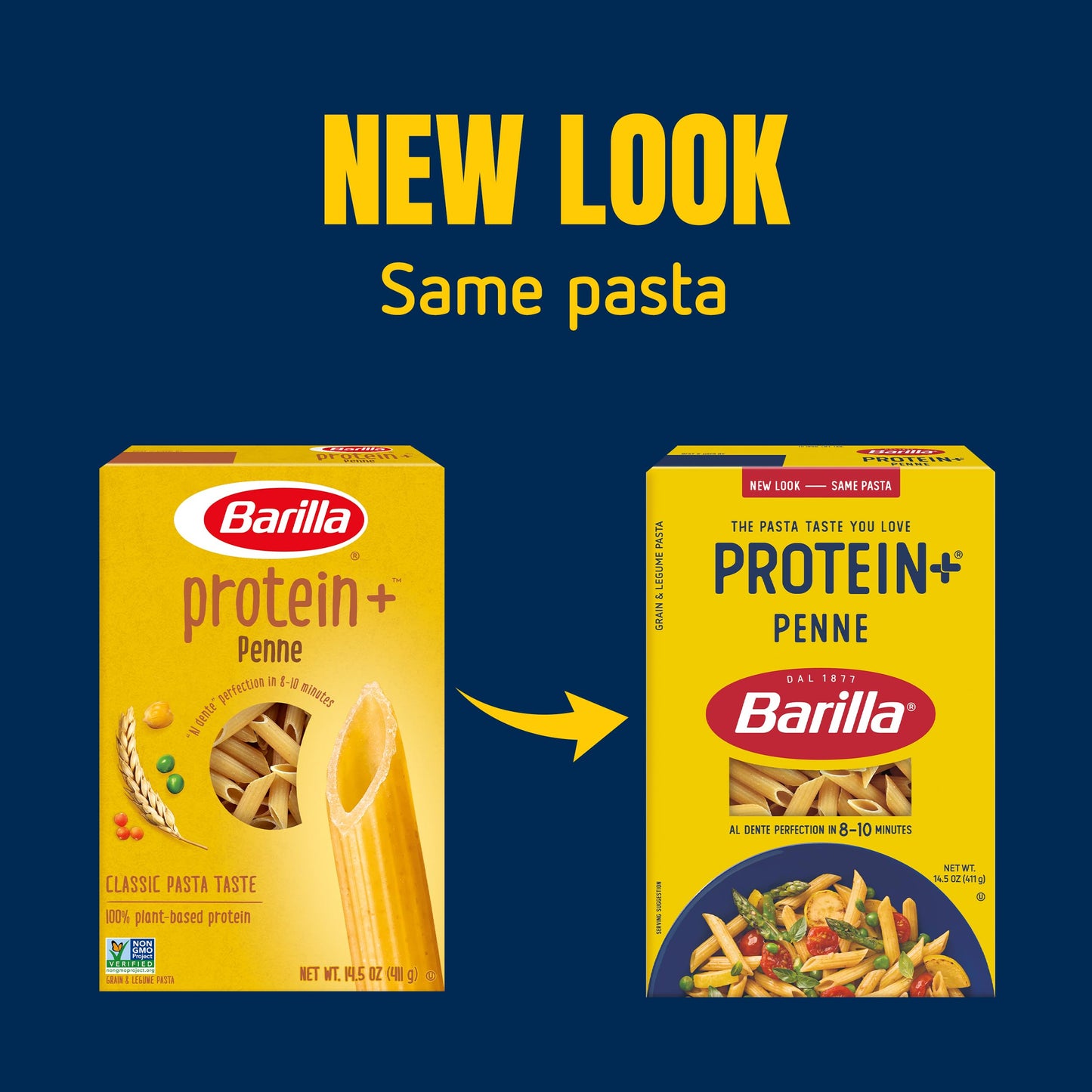 Barilla Protein+ (Plus) Penne Pasta, 14.5 Ounce (Pack Of 12) - Plant Based Pasta - Made From Lentils, Chickpeas & Peas - Non-Gmo, Kosher Certified And Vegan