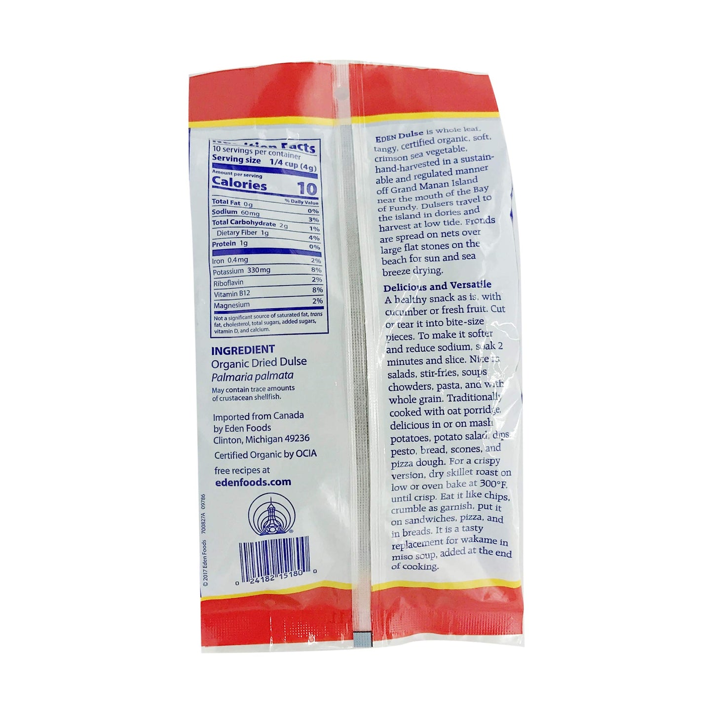 Eden Organic Dulse Whole Leaf, 1.4 Oz, Dried, Raw