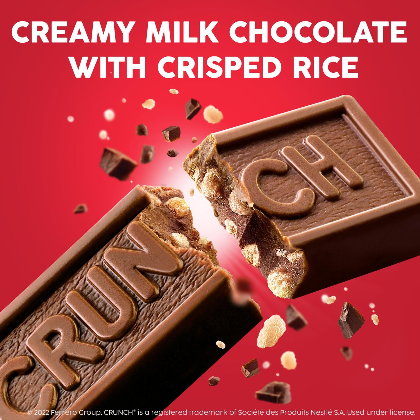 CRUNCH Milk Chocolate Crisped Rice Holiday Candy Bars, Bulk 18 Pack, Individually Wrapped, 1.55 oz Each, Perfect Stocking Stuffers