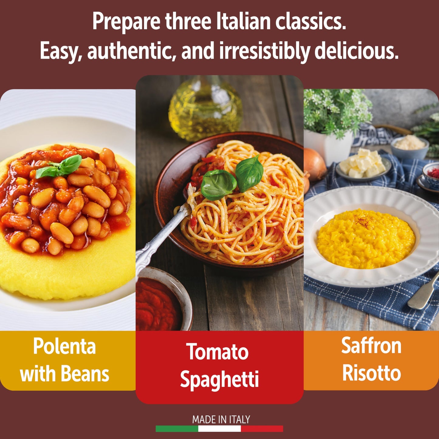 Gusta Italian Meal Kit Variety Pack - Easy-To-Prepare Authentic Italian Meals - For Gourmet Italian Food Lovers - Includes Risot