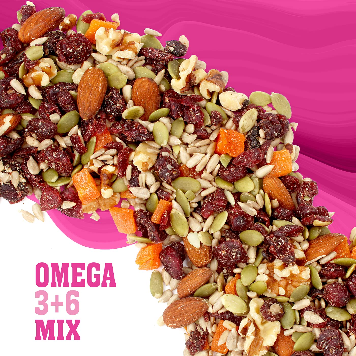 Sunkist Omega 3+6 Trail Mix - Fruit, Nuts, Seeds, Gluten Free - 13 oz Resealable Bag