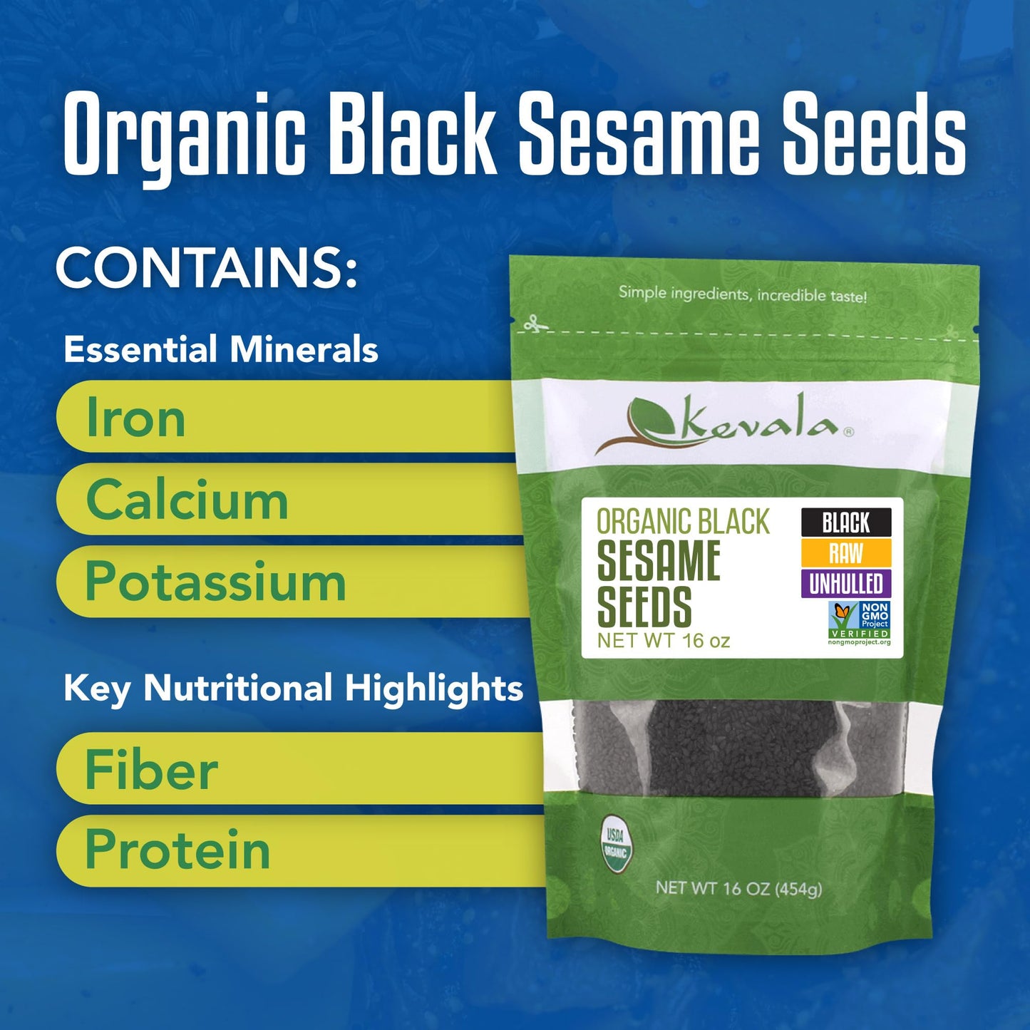 Organic Raw Black Sesame Seeds (Unhulled) - Allergen Friendly Seeds Made in Facility Free of Peanuts and Tree Nuts, Can Be Used