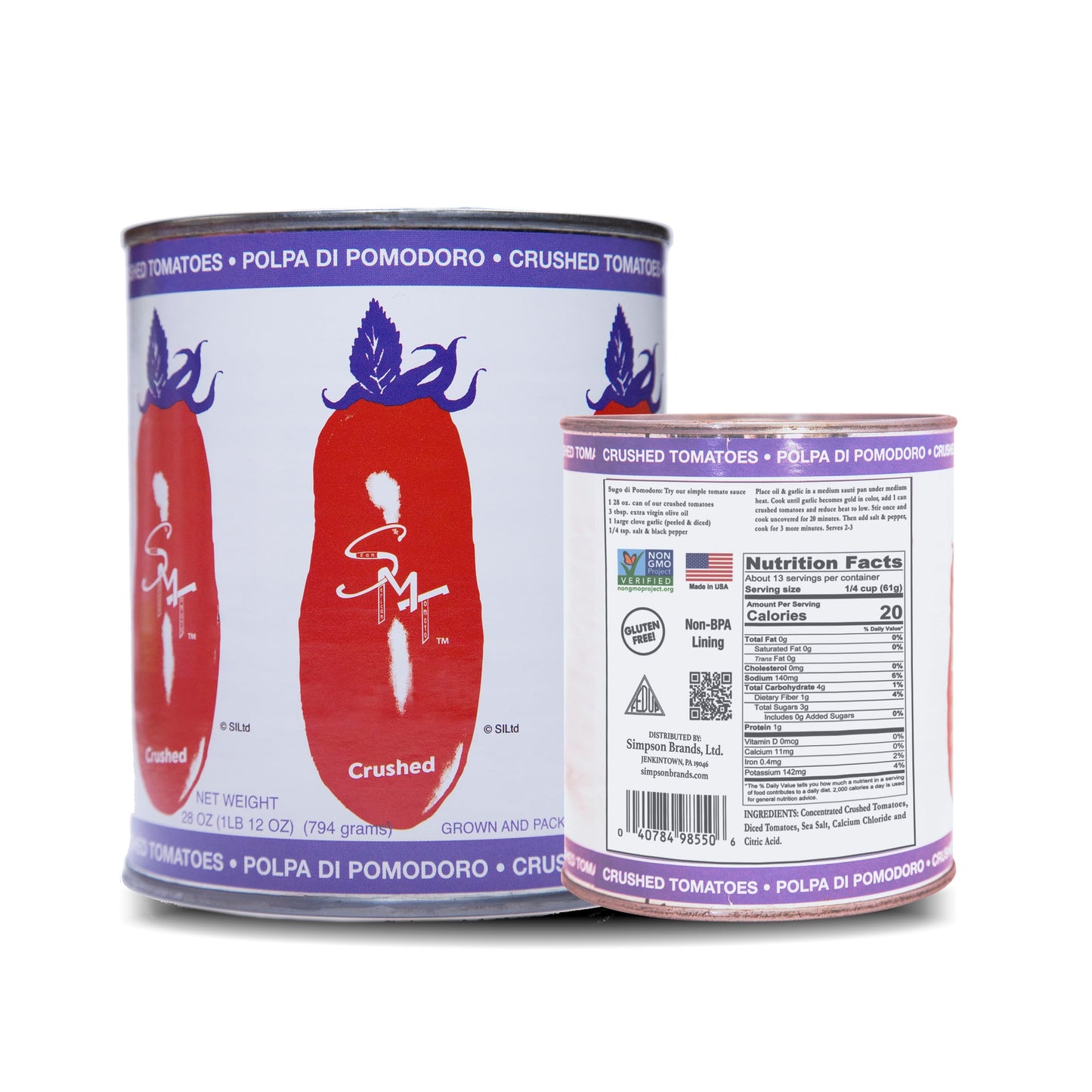 Smt San Merican Crushed Canned Tomatoes - 28 Ounce (Pack Of 6) - Usa Grown