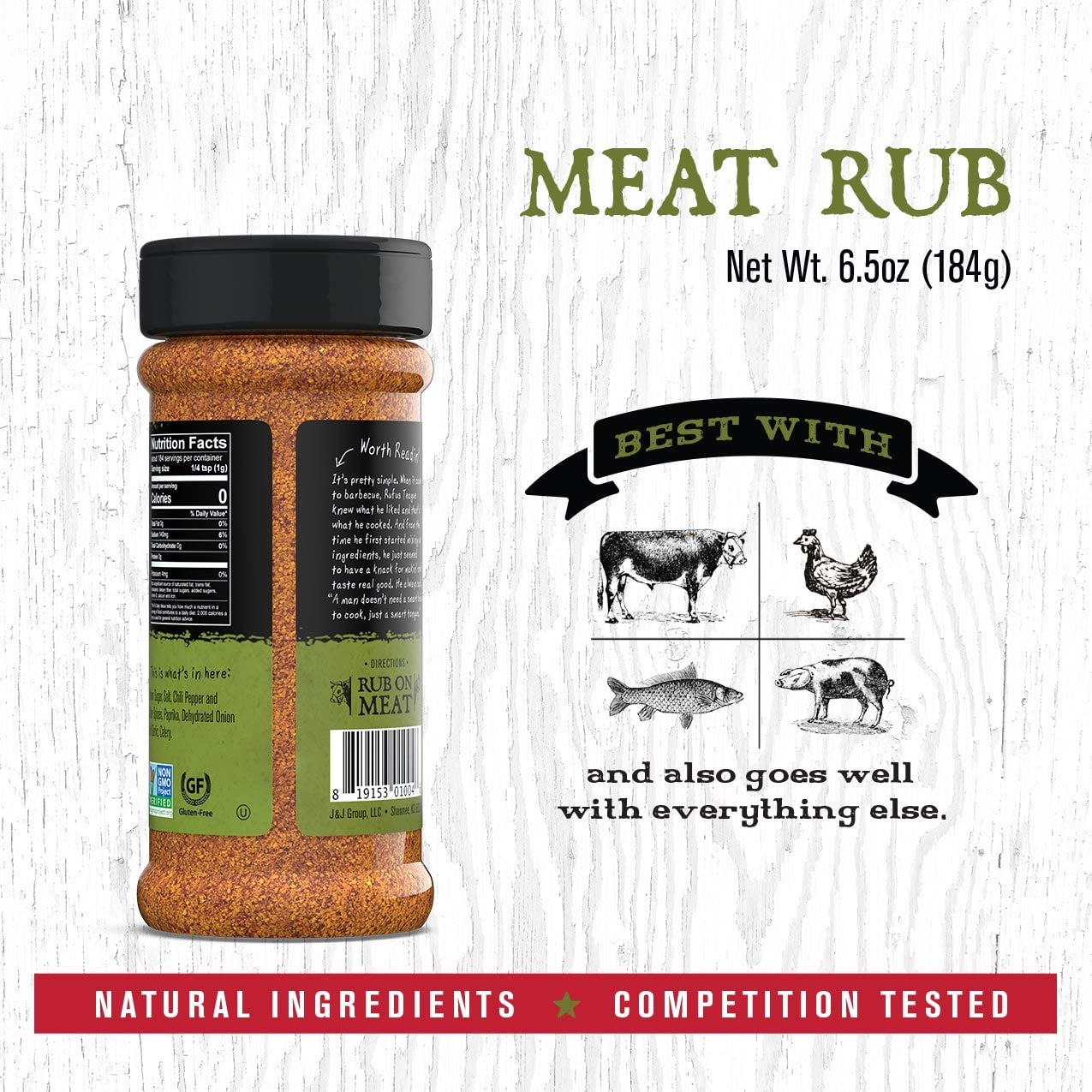 Rufus Teague - Meat Rub - Premium BBQ Rub - 6.5oz Bottle