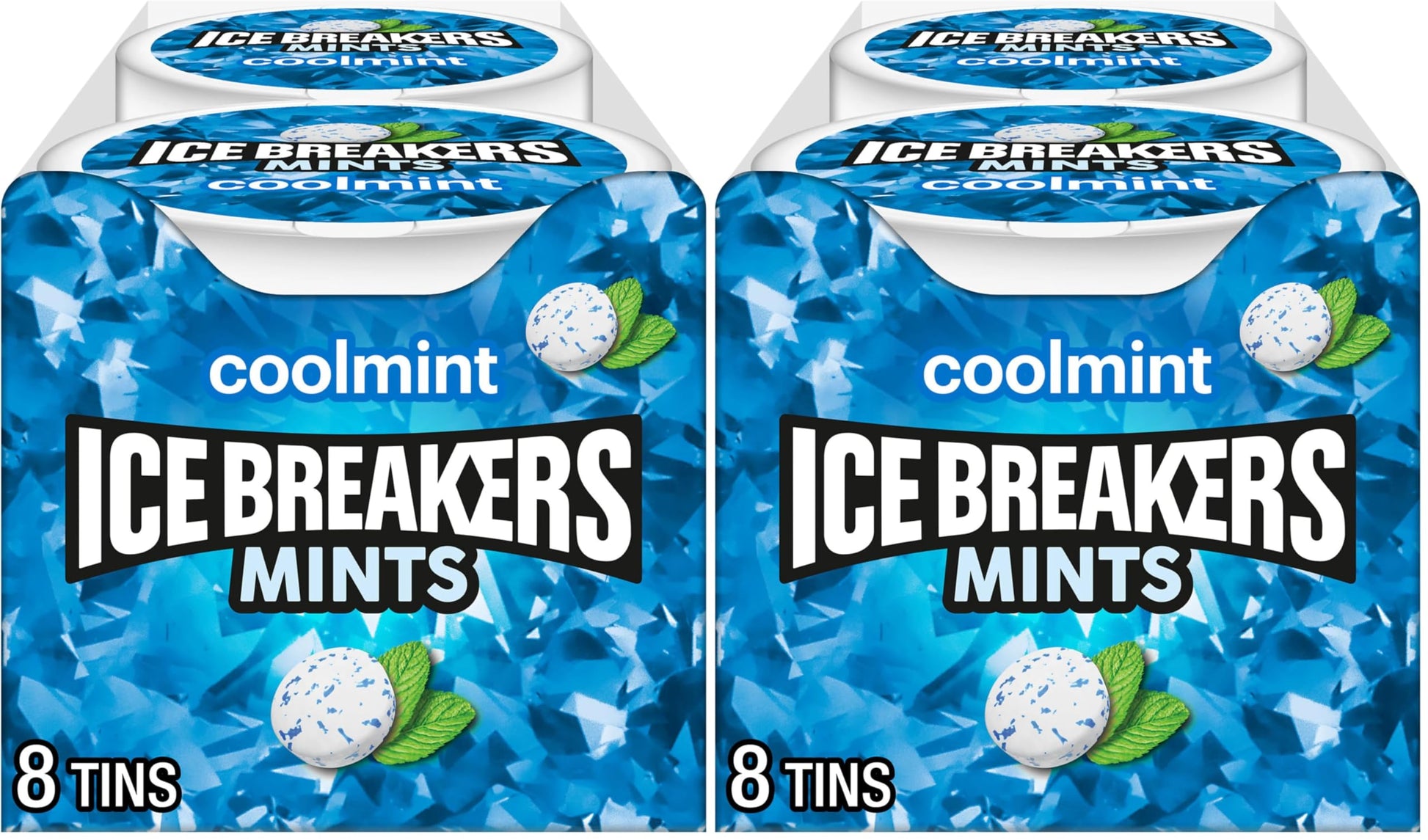 ICE BREAKERS Coolmint Sugar Free Breath Mints Tins, 1.5 oz (8 Count) (Pack of 2)