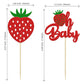 24Pcs Strawberry Oh Baby Cupcake Toppers Glitter Fruit Theme Babyshower Strawberry Cupcake Picks For Gender Reveal Baby Shower K