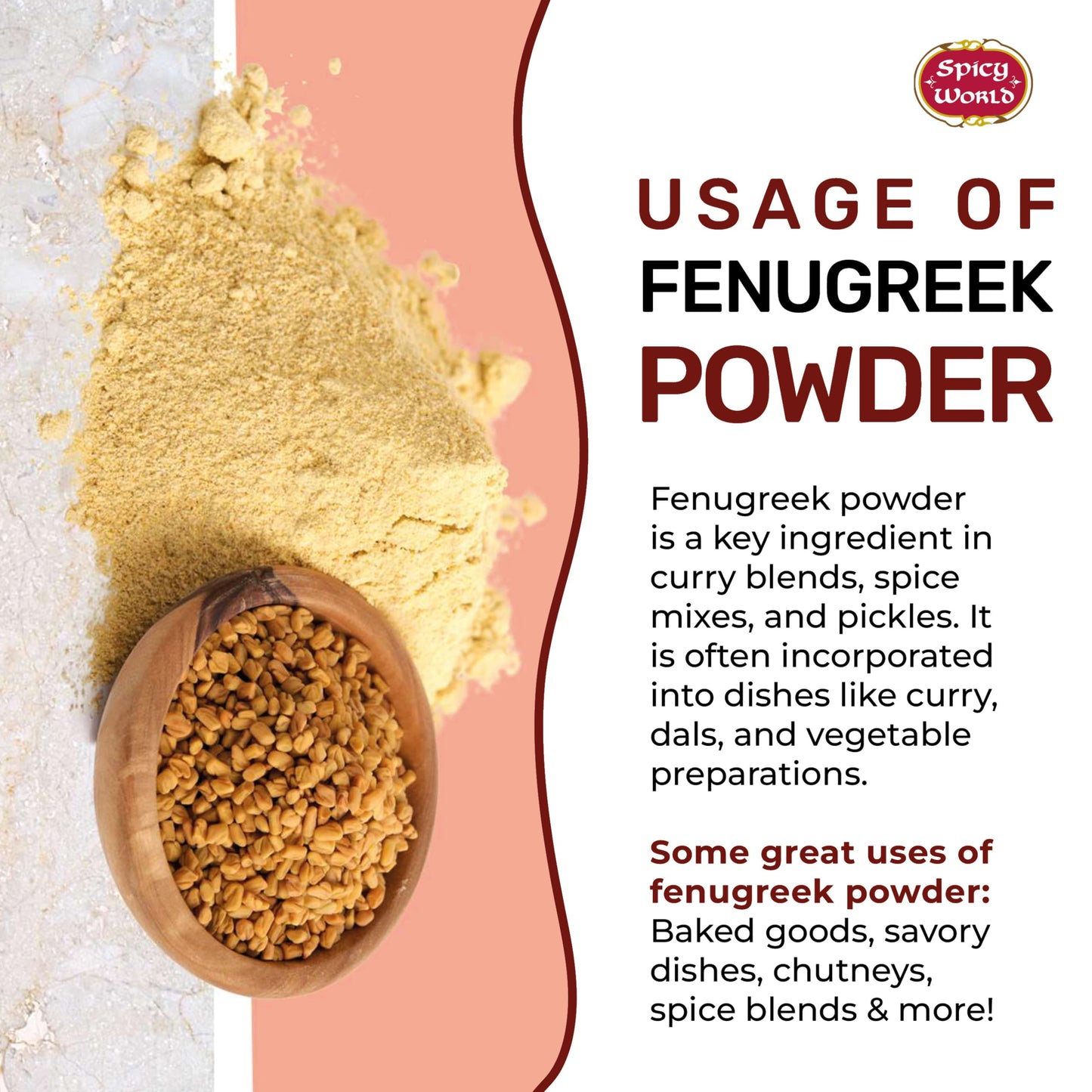 Spicy World Fenugreek Seed Powder 5 Pound Bulk Bag - Ground Methi Seeds, Natural Indian Spice