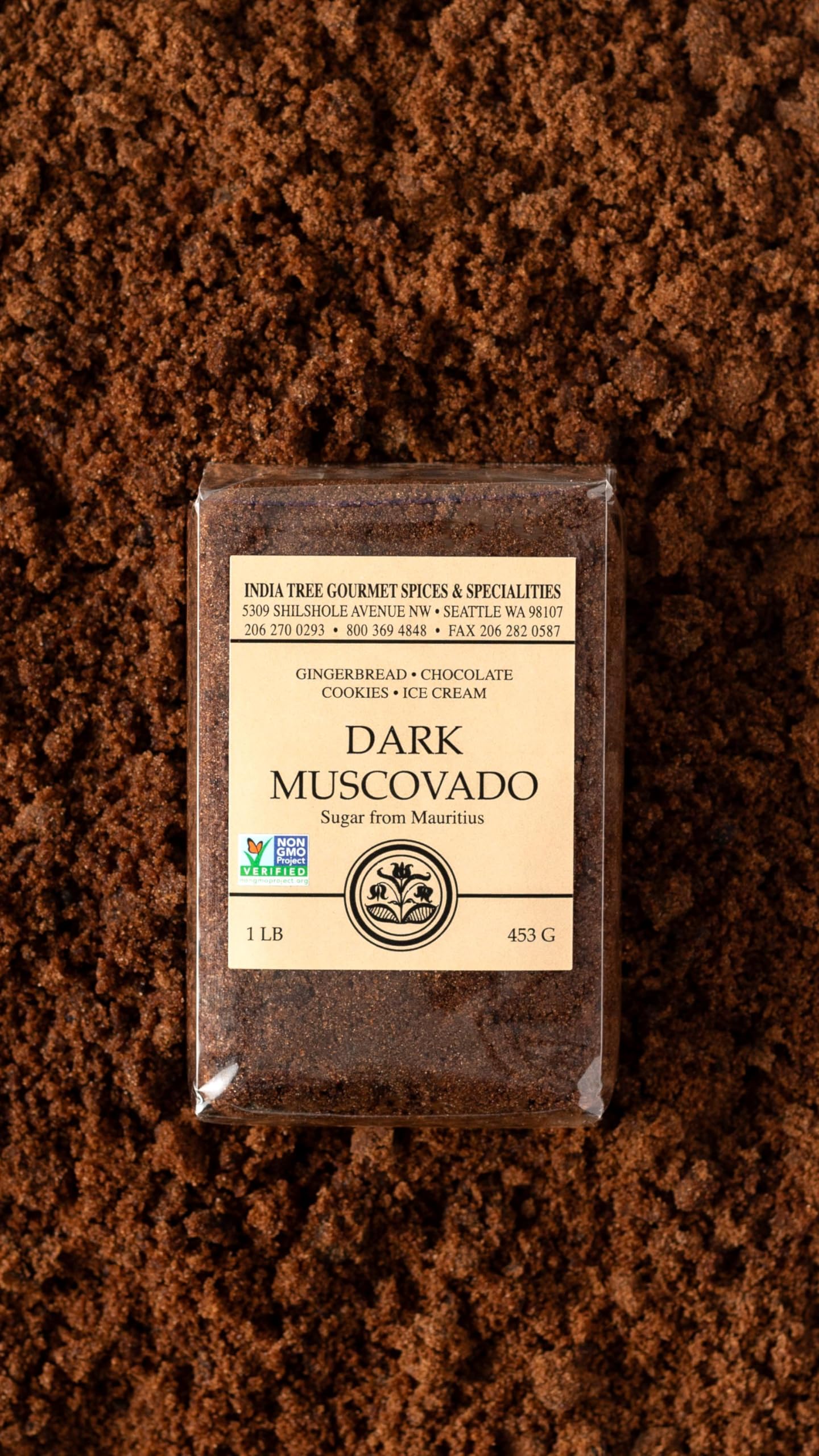 India Tree Dark Muscovado Sugar, Unrefined Brown Baking Sugar, 16 Ounce Box, Rich Molasses Flavor, Perfect for Baking