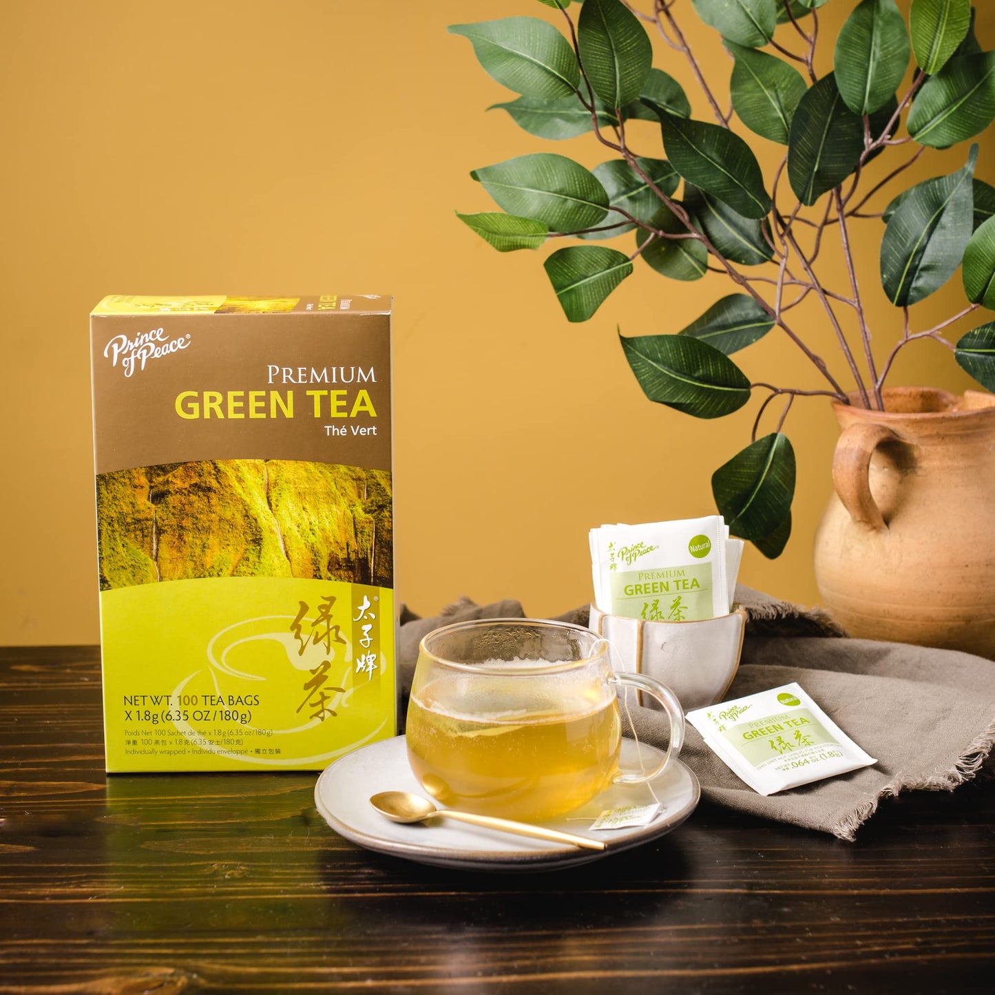 Prince Of Peace Green Tea Bags, 100 Count, Premium Quality, Model 039278131000