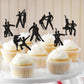 Ercadio 24 Pcs Latin Dance Cupcake Toppers Black Glitter Adulthood Ceremony Dancing Girl Boy Cake Birthday Picks For Dancing Cak