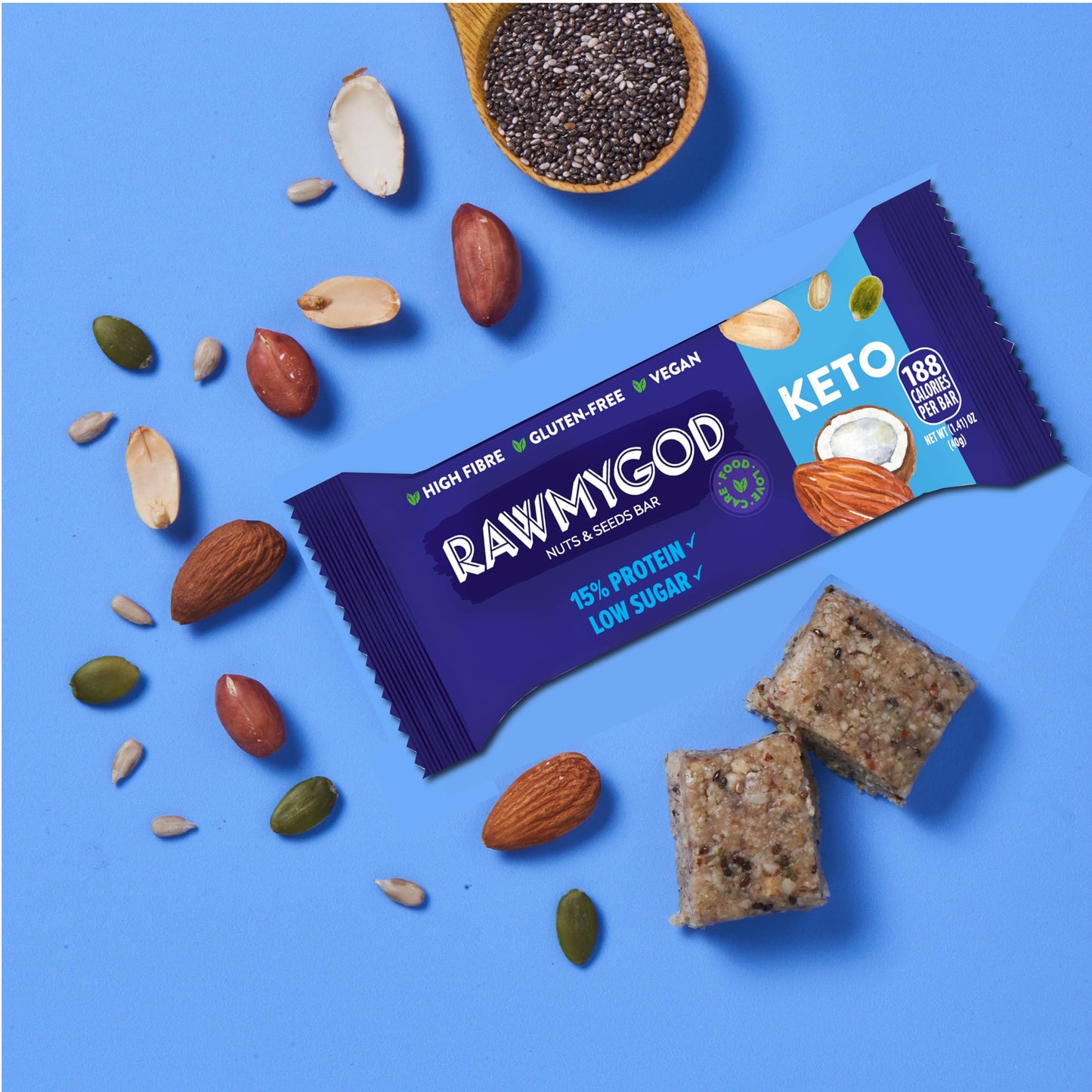 RAWMYGOD Fruit and Nut Bars, Gluten Free, Vegan, No Added Sugar, Pack of 12