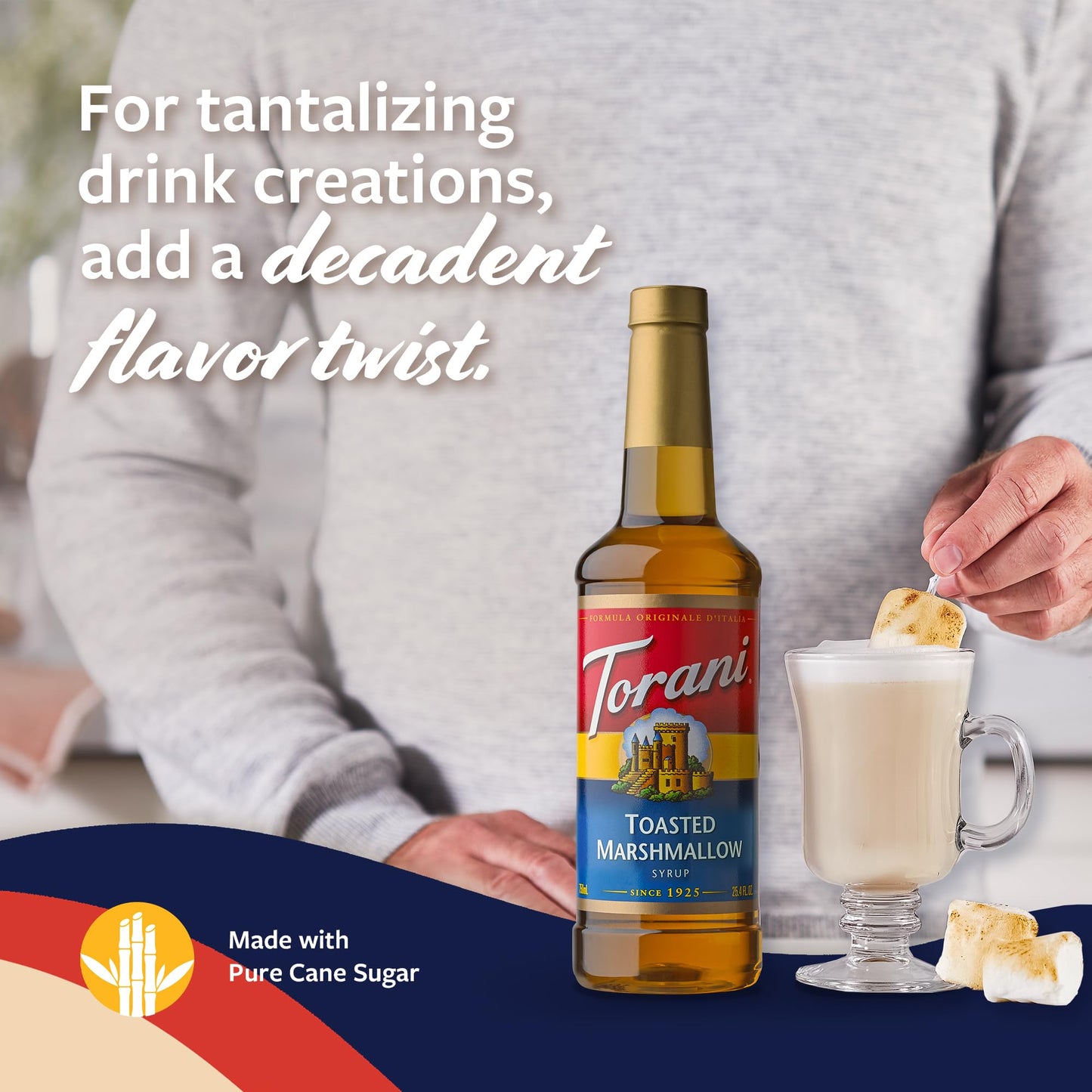 Torani Coffee Syrup, Toasted Marshmallow Flavored Syrup For Drinks, Pump Included, 25.4 Fl Oz