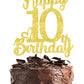 10Th Birthday Cake Topper - Double Sided Gold Glitter, Happy 10Th Birthday Cake Topper For Girls,10 Cake Decorations For Girls,