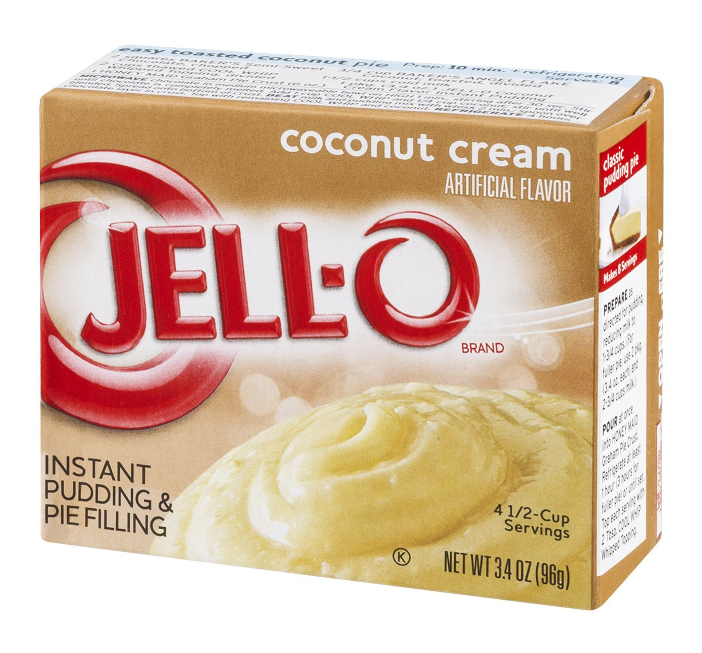 Jell-O Instant Pudding & Pie Filling, Coconut Cream, 3.4 oz Pack of 1
