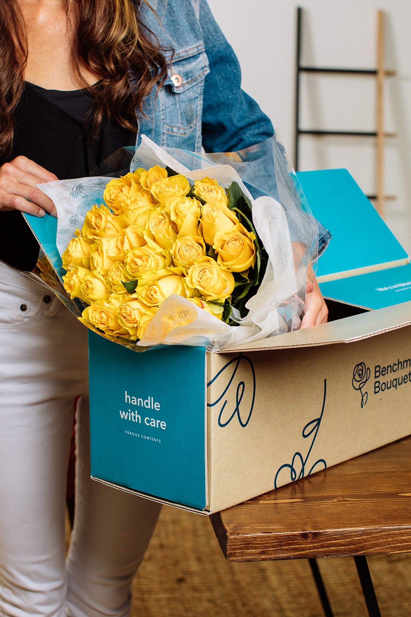 Benchmark Bouquets - 24 Stem Premium Yellow Roses (Glass Vase Included) - Fresh Flowers For Delivery - Gift For Graduation, Birt