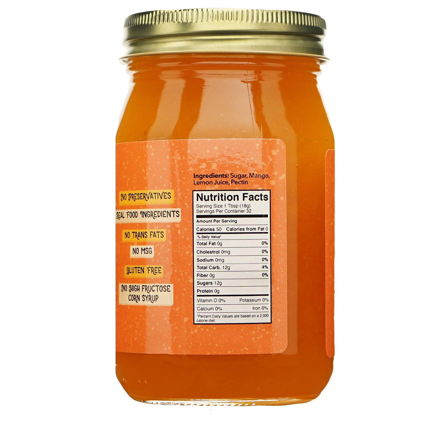 Green Jay Gourmet Mango Jam - All-Natural Fruit Jam With Mango & Lemon Juice - Vegan, Gluten-Free Jam - Contains No Preservative