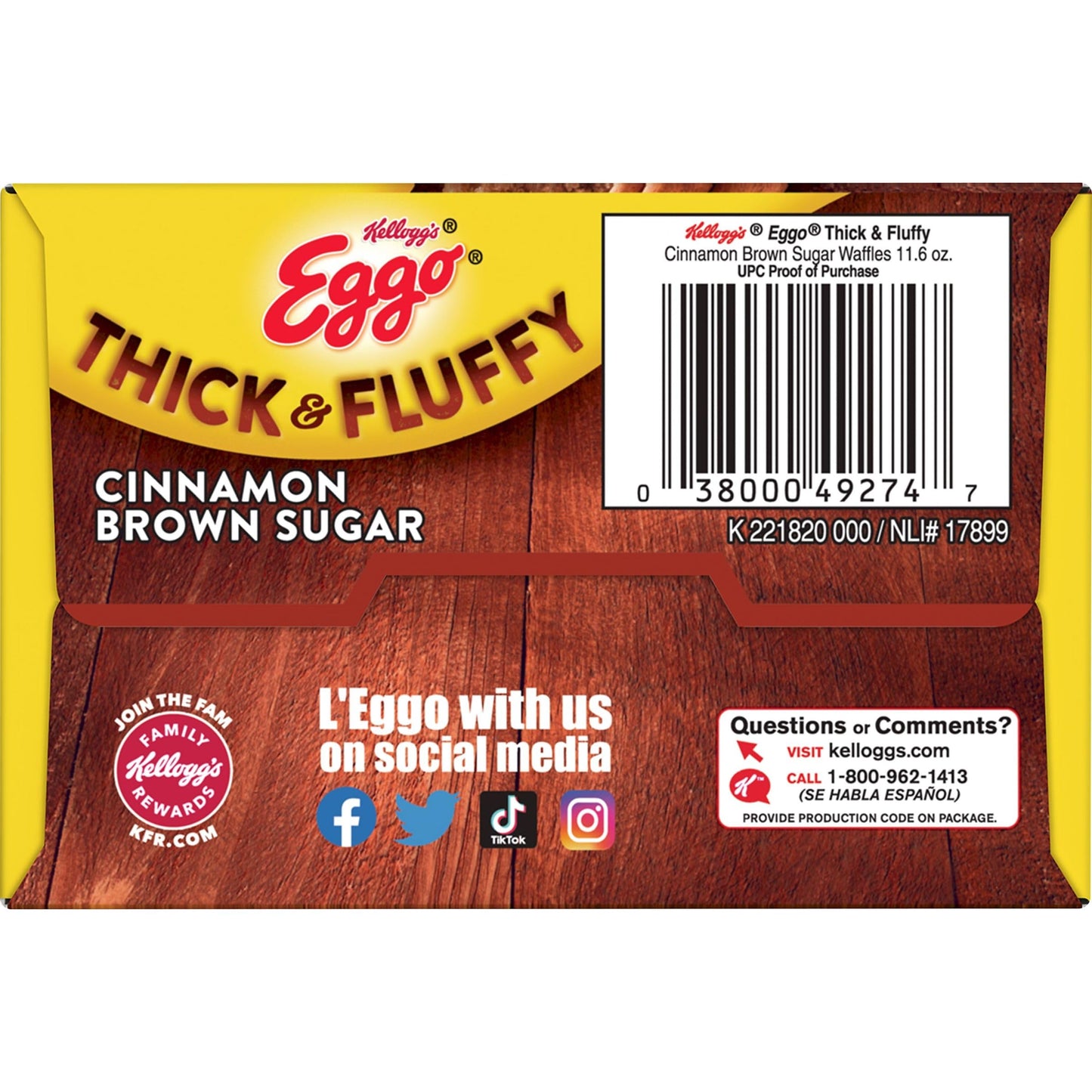 Eggo Thick And Fluffy Cinnamon Brown Sugar Waffles, Belgian Style, 11.6 Oz 6 Count (Frozen)