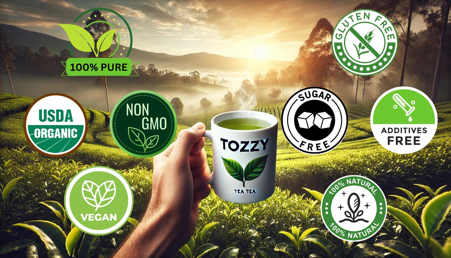 Tozzy Usda Organic Spearmint Tea - 100 Count (Pyramid Tea Bags) | Pure Plant-Based Ingredients | Eco-Conscious Packaging