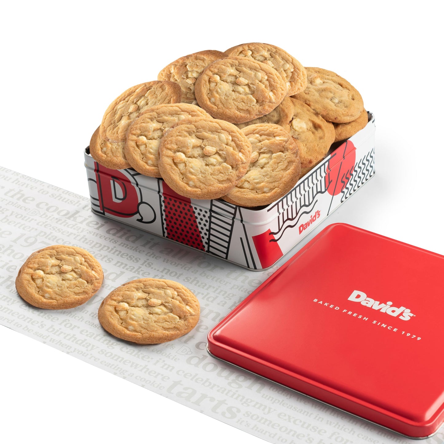 DavidS Cookies Freshly Baked Cookies - Delicious Handmade Soft Variety - Exquisite Gourmet Gift For Friends & Family On Special Occasions - Macadamia Nut 1Lb
