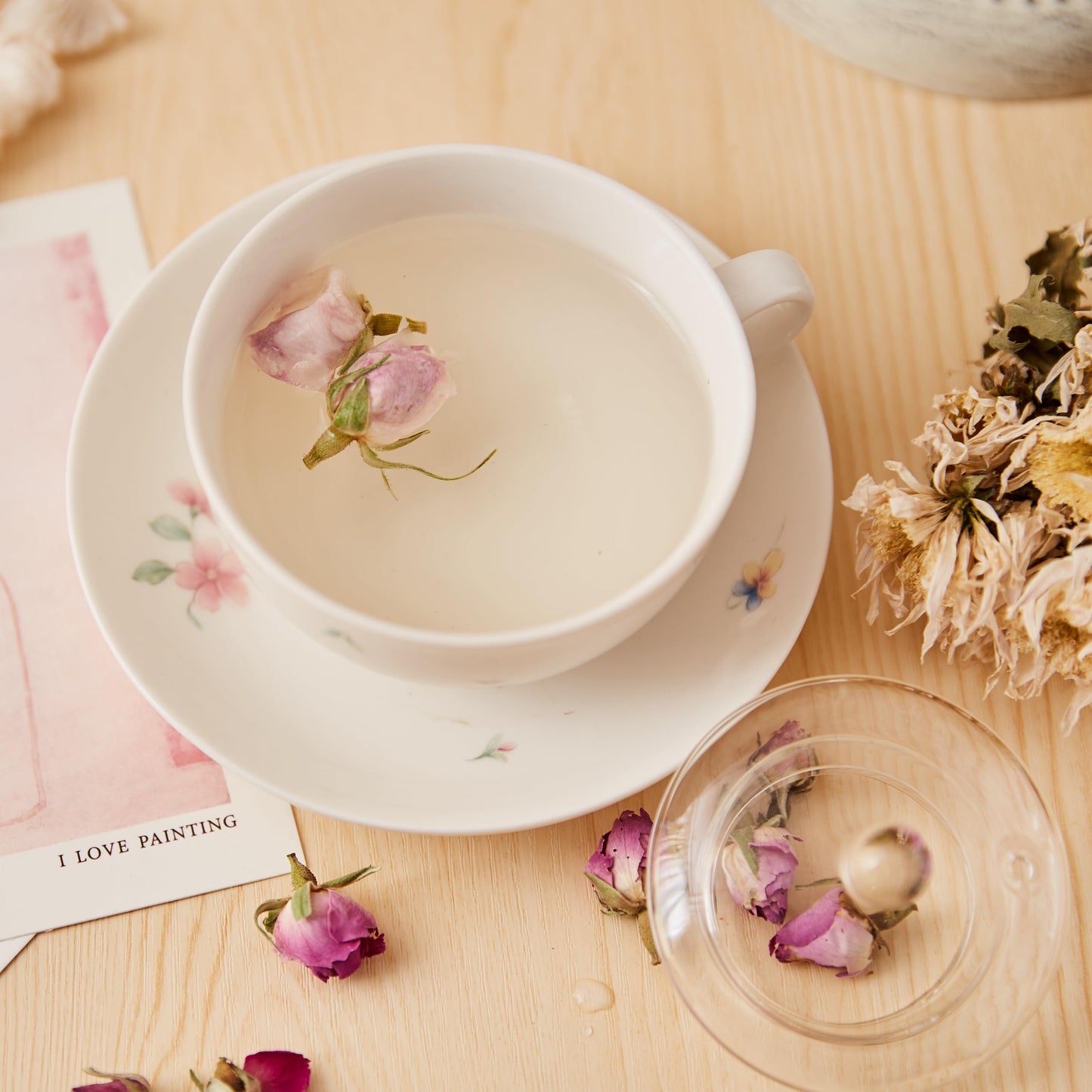 Chawuwarmsun-[A] Pink Rose Buds(3Oz),Loose Leaf Flower Petal Tea,Natural Fragrant Herbal Tea,Afternoon Tea