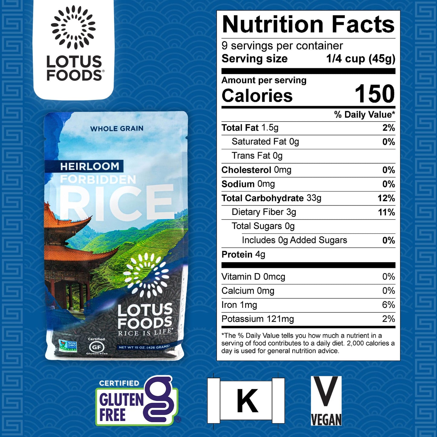 Lotus Foods Heirloom Forbidden Black Rice - 15 Oz