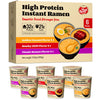 Healspot High Protein Instant Ramen Variety Pack , 6 Cups Non Fried Ramen Broth, 32g Plant Based Protein, Low Fat, Low Carb, Non
