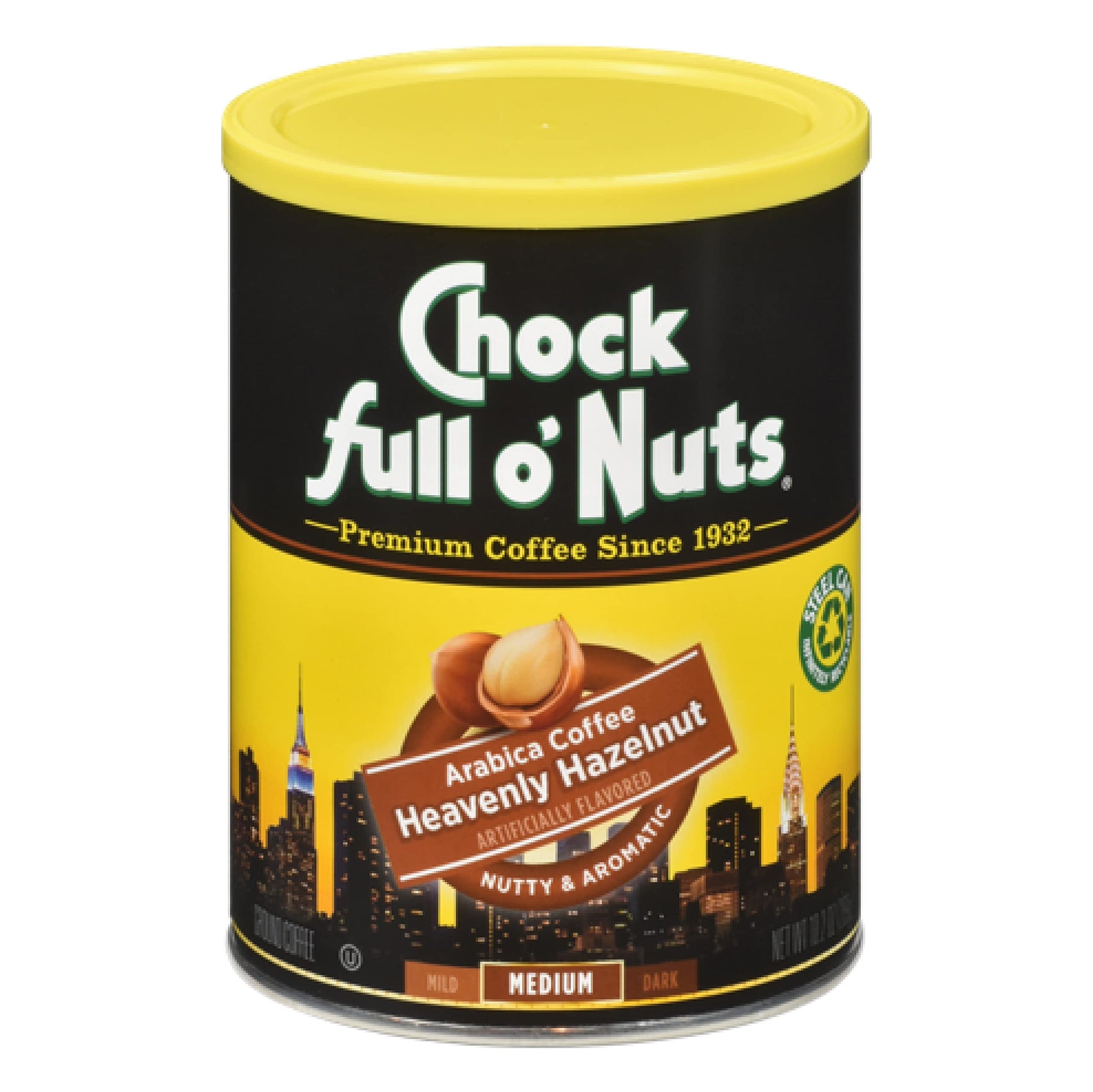Chock Full Onuts Heavenly Hazelnut Ground Coffee (10.2 Oz. Can) - Arabica Coffee Beans - Aromatic And Smooth With A Rich, Nutty