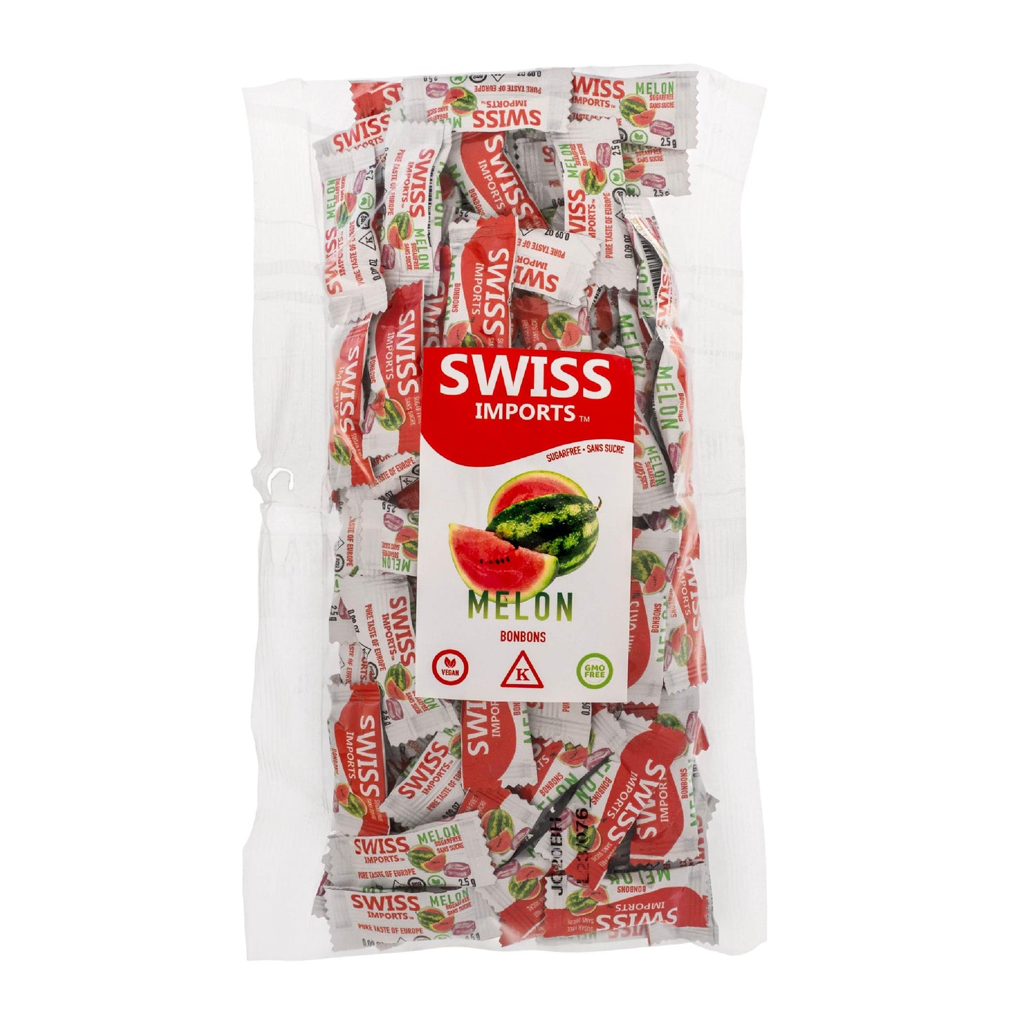 Swiss Imports Sugar Free Bonbons Hard Candy Drops, Melon, 100 Individually Wrapped Pieces, 250g/8.8oz