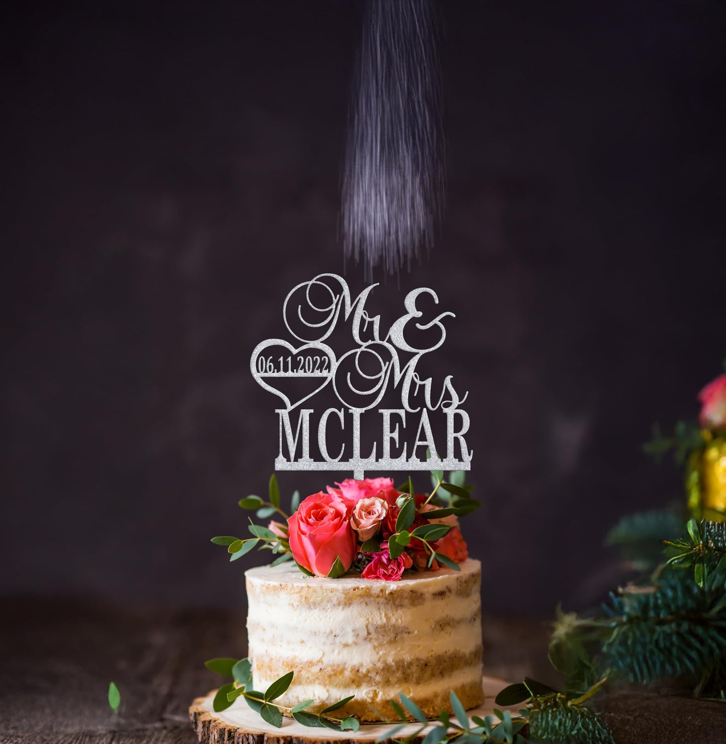 Mr And Mrs Cake Topper For Wedding, Last Name And Date Topper, Personalized Cake Topper, Rustic Toppers For Cake, Wooden Bride &