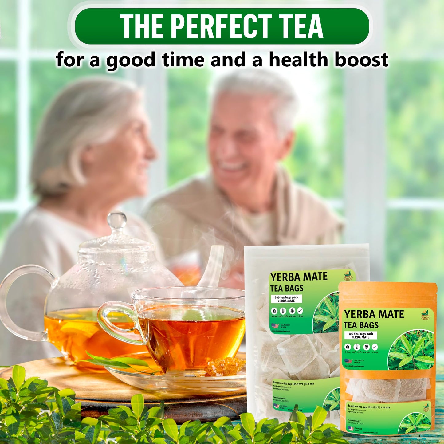 Yerba Mate Tea - Green Cut & Sifted - Unsmoked Energy Boost - 300 Tea Bags - Packed With Nutrients - Your Perfect Coffee Replace
