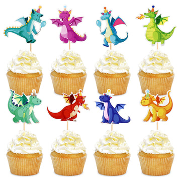 Ercadio 24 Pack Dragon Cupcake Toppers Lovely Dragon Cake Picks Lovely Dragon Cupcake Topper Dragon Cupcake Toppers Picks For Dr