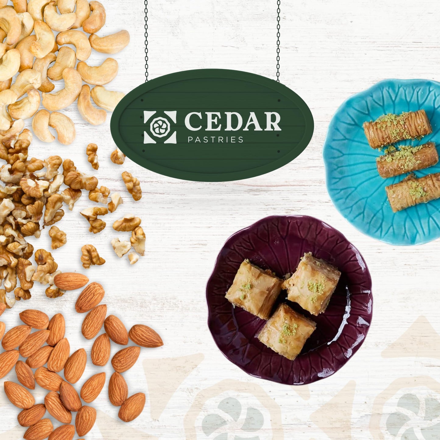 Cedar Pastries 19Pc Pistachio, Cashew, & Walnut Baklava Assortment - Kosher & Halal Certified - Small Box
